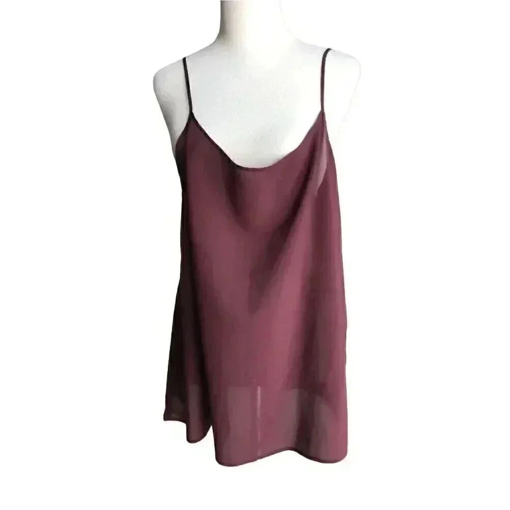 Women's Burgundy Viscose Chemise Nighty Camisole